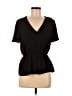 Collective Concepts 100% Polyester Solid Black Short Sleeve Blouse Size M - photo 1