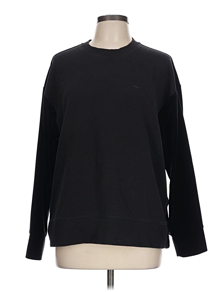 Pre-owned Athleta Long Sleeve Top Black Crew Neck Tops