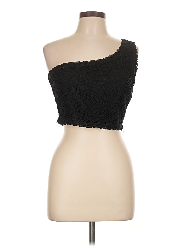 Pre-owned 4th & Reckless Sleeveless Top Black One Shoulder Neckline Tops