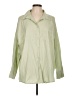 Cotton On Solid Green 3/4 Sleeve Button-Down Shirt Size L - photo 1