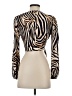 Shein 100% Rayon Animal Print Ivory Long Sleeve Blouse Size 2 - photo 2