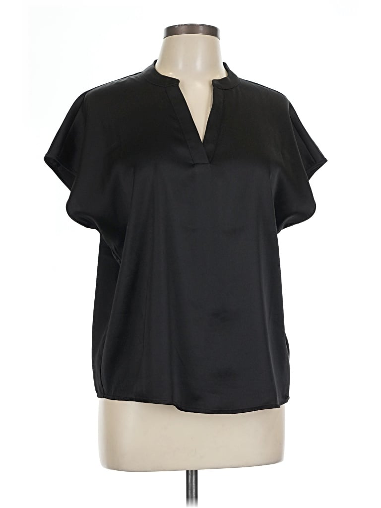 Pre-owned Nicole Miller Short Sleeve Blouse In Black