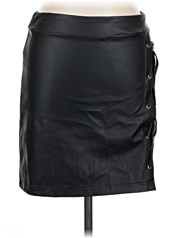 Chocolate Faux Leather Skirt (view 1)