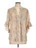 Unbranded 100% Polyester Animal Print Tan 3/4 Sleeve Blouse Size L - photo 1