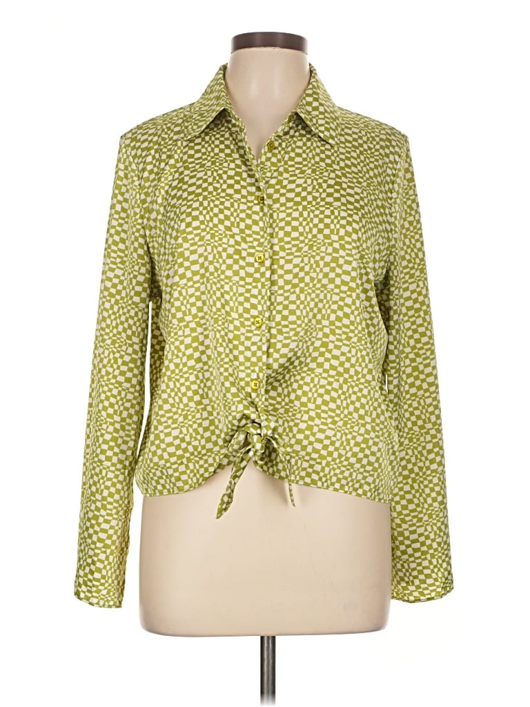 Pre-owned Maison D' Amelie Long Sleeve Blouse In Green