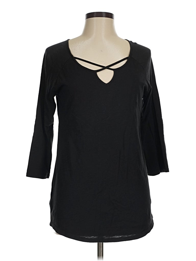 Pre-owned Eddie Bauer 3/4 Sleeve T-shirt In Black