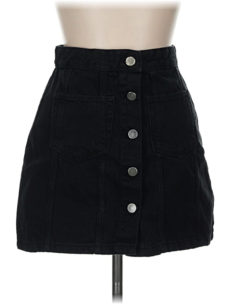 Pre-owned Zara Trf Denim Skirt In Black