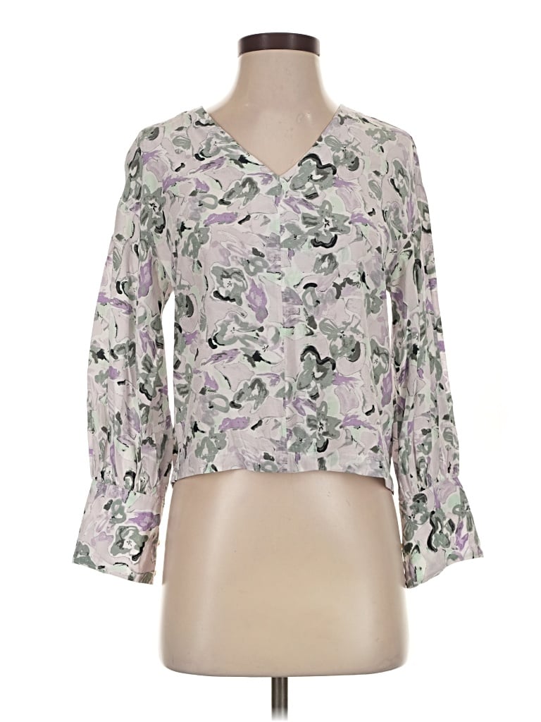 Pre-owned Club Monaco 3/4 Sleeve Blouse In Gray