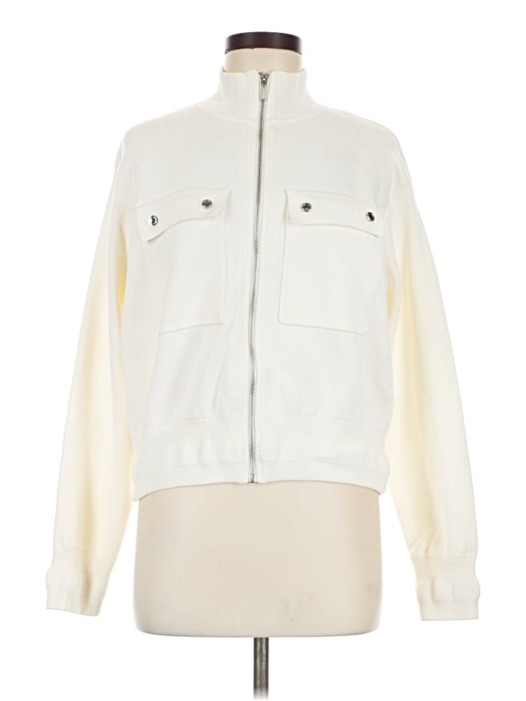 Pre-owned Halogen Zip Up Hoodie In Ivory