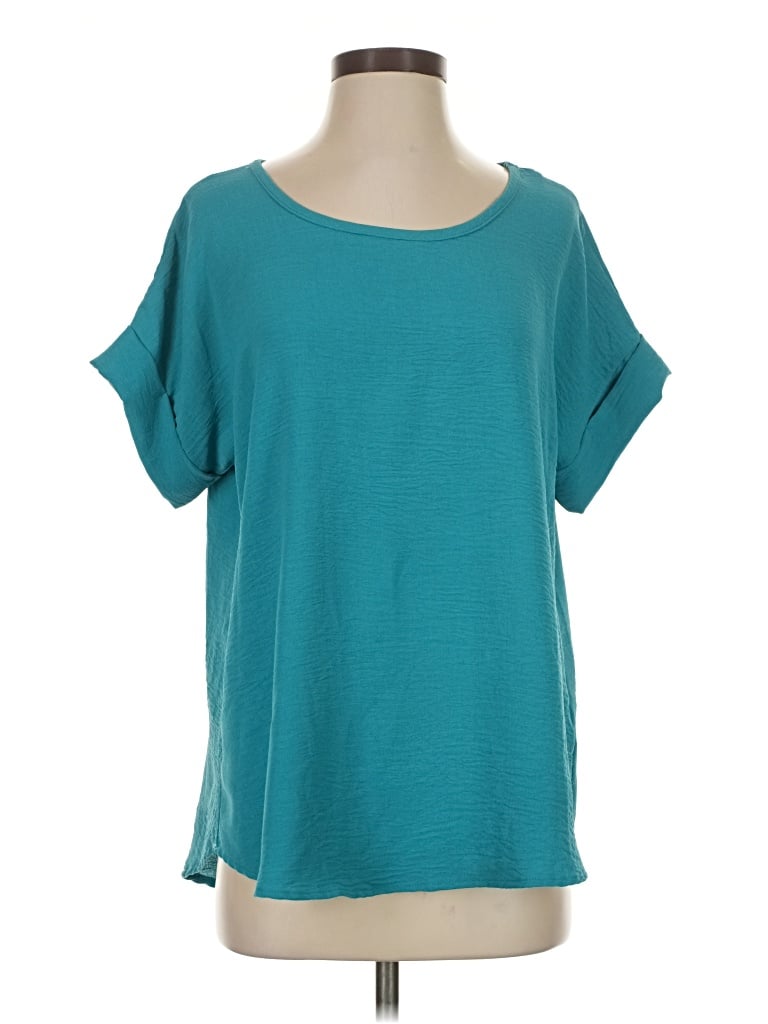 Pre-owned Entro Short Sleeve Top Teal Scoop Neck Tops