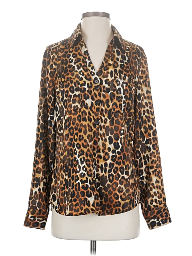 Pre-owned Express Long Sleeve Blouse In Brown