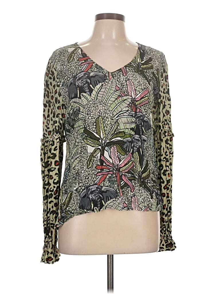 Pre-owned Blank London Long Sleeve Blouse In Green