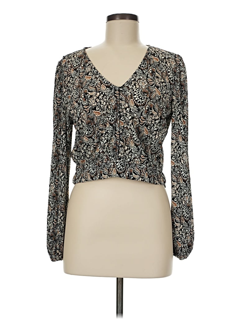 Pre-owned Z Supply Long Sleeve Blouse In Black