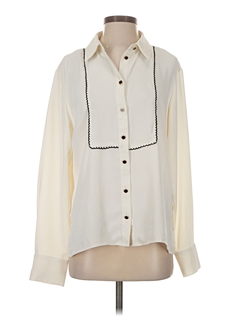 Pre-owned Zara Long Sleeve Blouse In Ivory