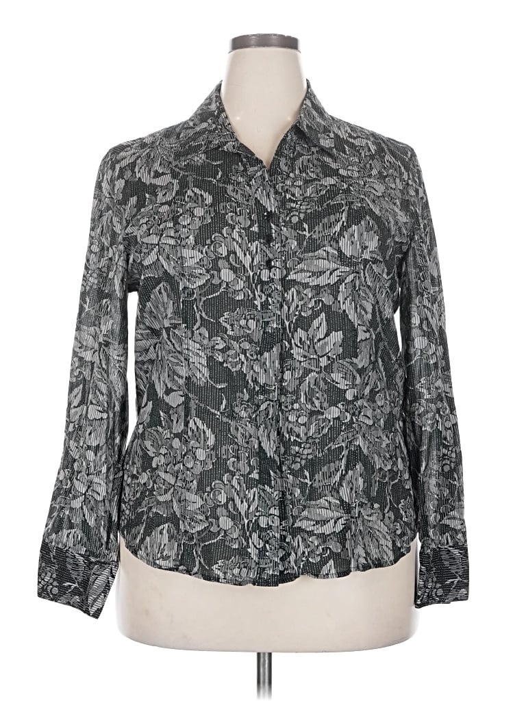 Pre-owned Coldwater Creek Long Sleeve Blouse In Gray