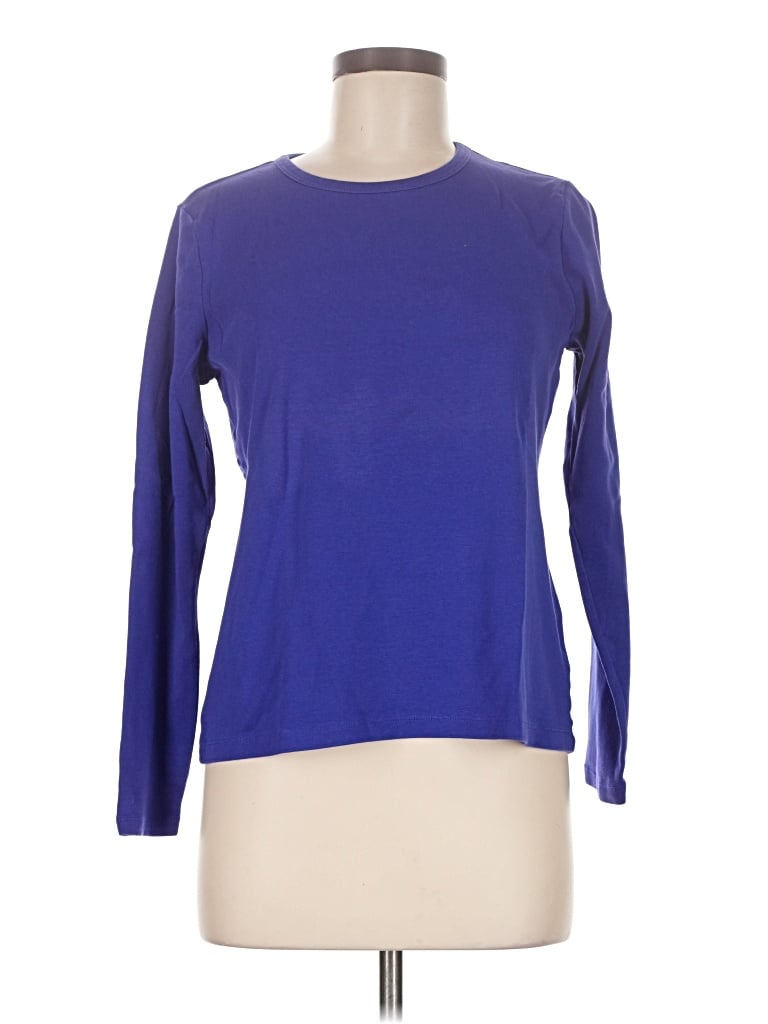 Pre-owned Lands' End 3/4 Sleeve T-shirt In Blue