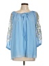 Hot In Hollywood 100% Polyester Blue 3/4 Sleeve Blouse Size L - photo 1