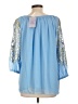 Hot In Hollywood 100% Polyester Blue 3/4 Sleeve Blouse Size L - photo 2