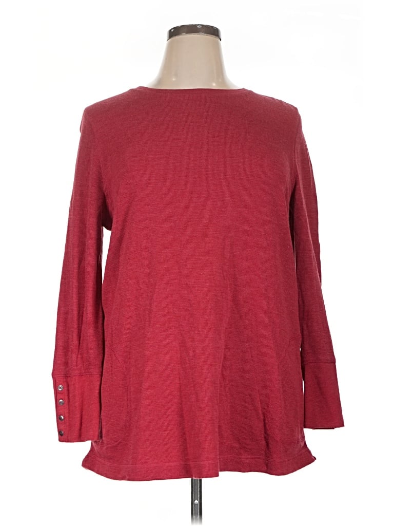 Pre-owned Jjill 3/4 Sleeve T-shirt In Red