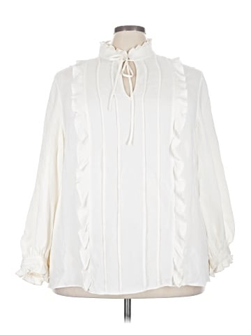 Lafayette 148 New York Long Sleeve Silk Top (view 1)