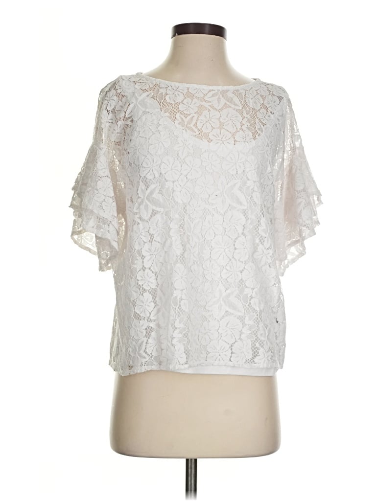 Pre-owned Ruby Rd. Short Sleeve Blouse In Ivory