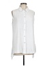 Fever White Sleeveless Button-Down Shirt Size L - photo 1