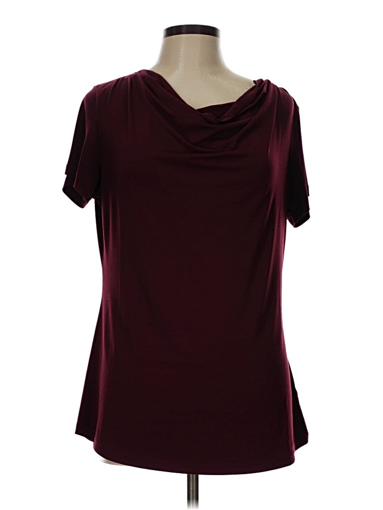 Pre-owned Nordstrom Rack Short Sleeve Top Burgundy Cowl Neck Tops