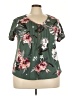 Emery Rose Floral Green Short Sleeve Blouse Size 3X - photo 1