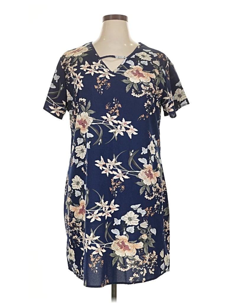 Pre-owned Shein Curve Casual Dress In Blue