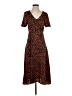 Mango 100% Polyester Animal Print Orange Casual Dress Size 2 - photo 1