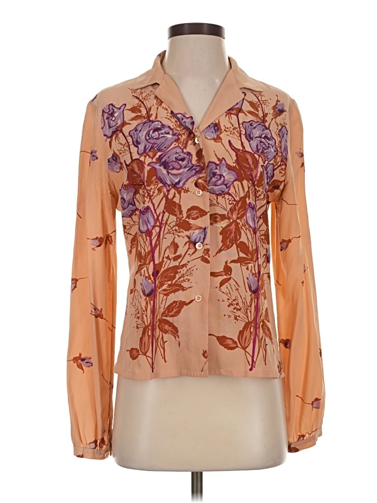 Pre-owned Catherine Malandrino Long Sleeve Blouse In Orange