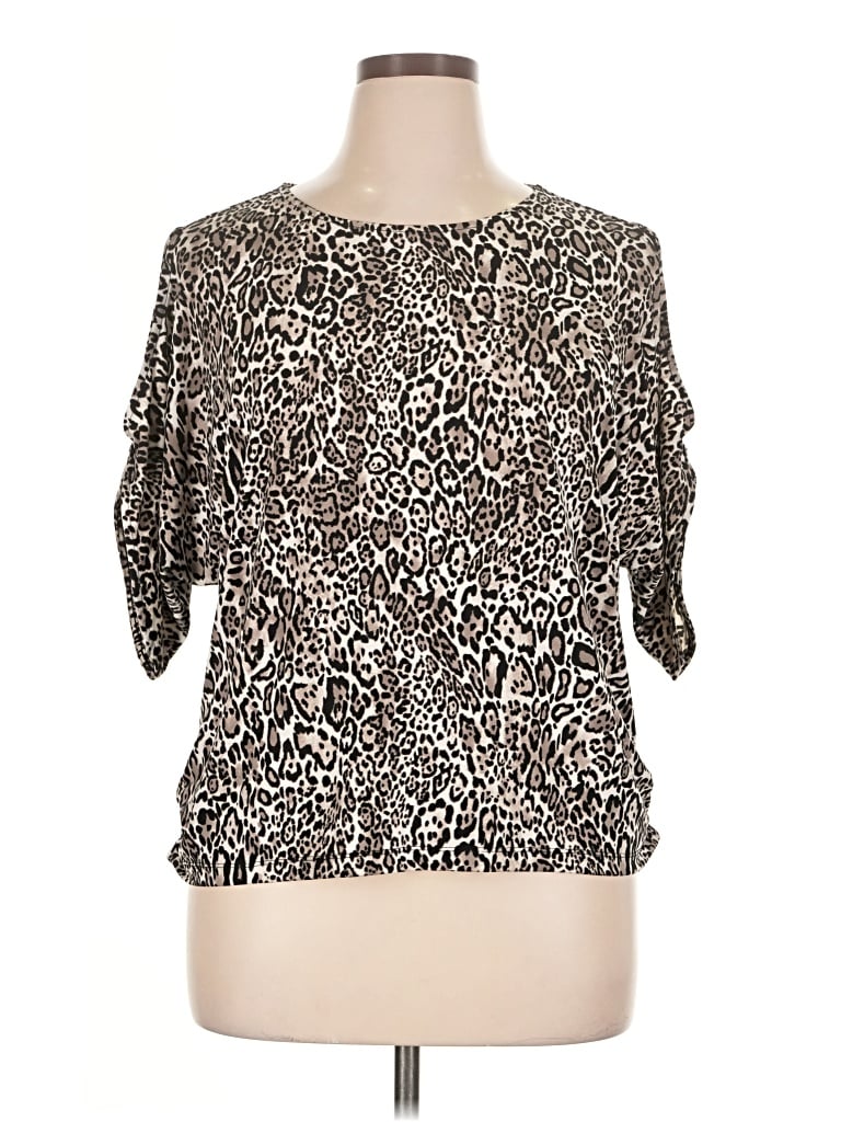 Pre-owned Chico's Short Sleeve Blouse In Brown