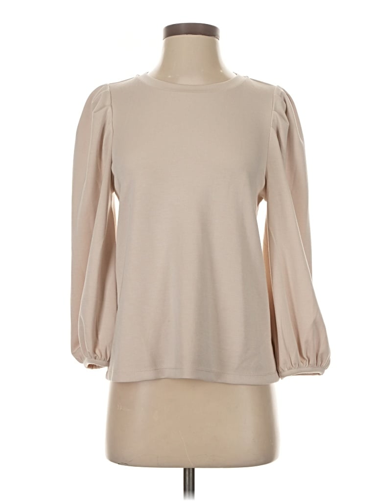 Pre-owned Truth By Republic Long Sleeve Blouse In Tan