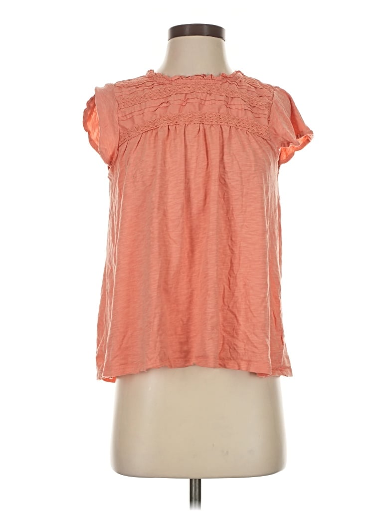 Pre-owned Ella Moss Short Sleeve Blouse In Orange
