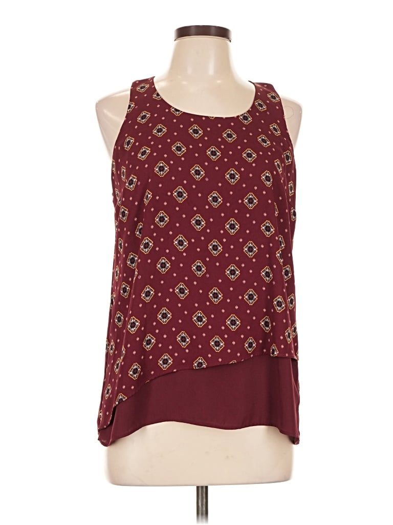 Pre-owned Pink Rose Sleeveless Blouse In Burgundy