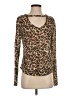 Generation Love 100% Linen Animal Print Brown Long Sleeve Top Size XS - photo 1