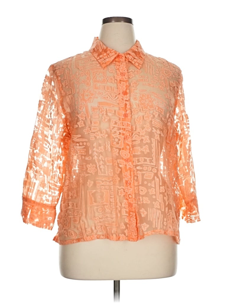 Pre-owned Koret 3/4 Sleeve Blouse In Orange