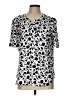 PREMISE 100% Polyester Animal Print Silver Short Sleeve Blouse Size L - photo 1