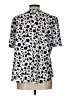 PREMISE 100% Polyester Animal Print Silver Short Sleeve Blouse Size L - photo 2