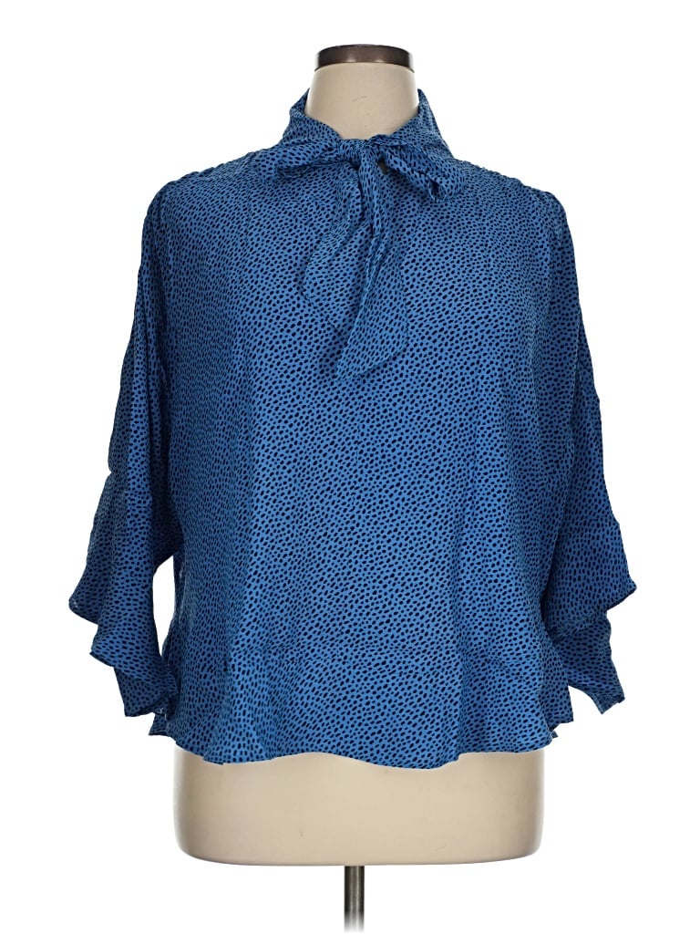 Pre-owned Zara 3/4 Sleeve Blouse In Blue