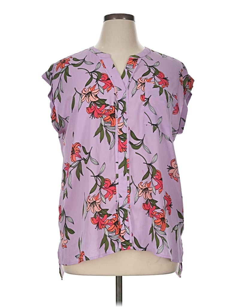 Pre-owned Worthington Short Sleeve Blouse In Purple
