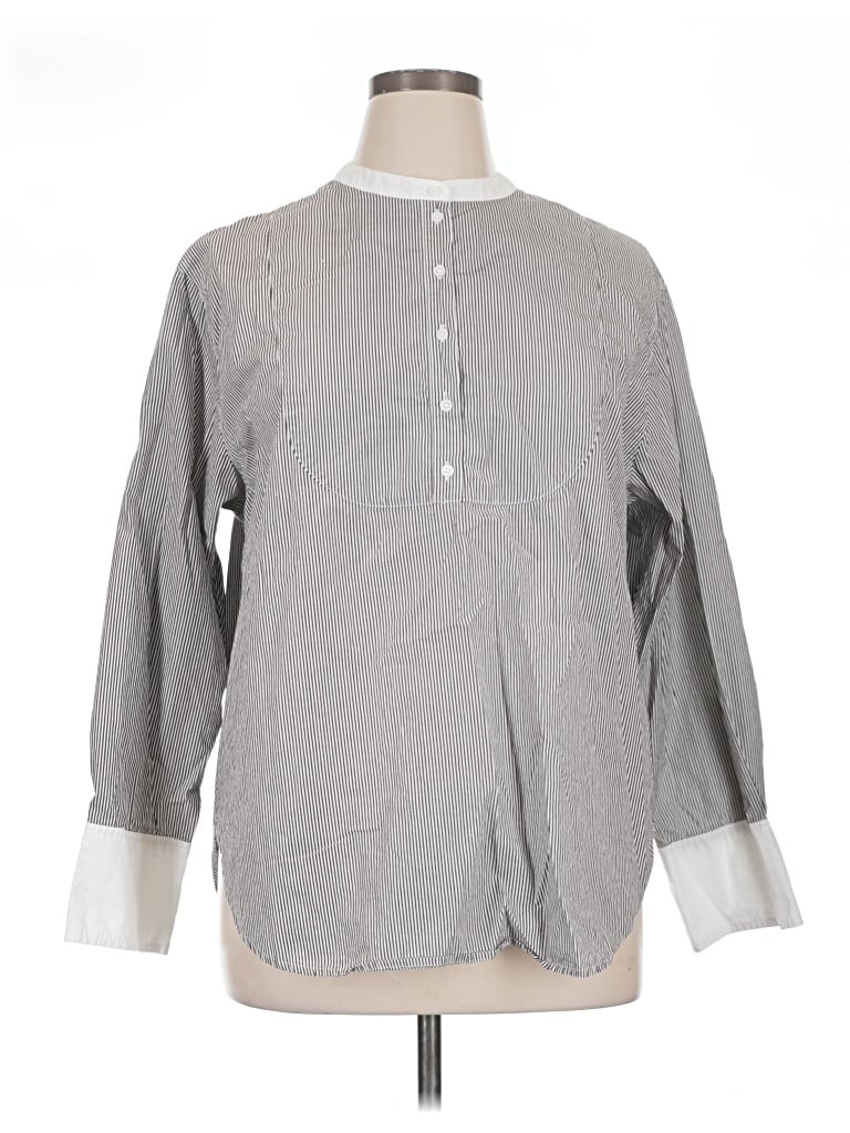 Pre-owned Jcrew 3/4 Sleeve Blouse In Gray