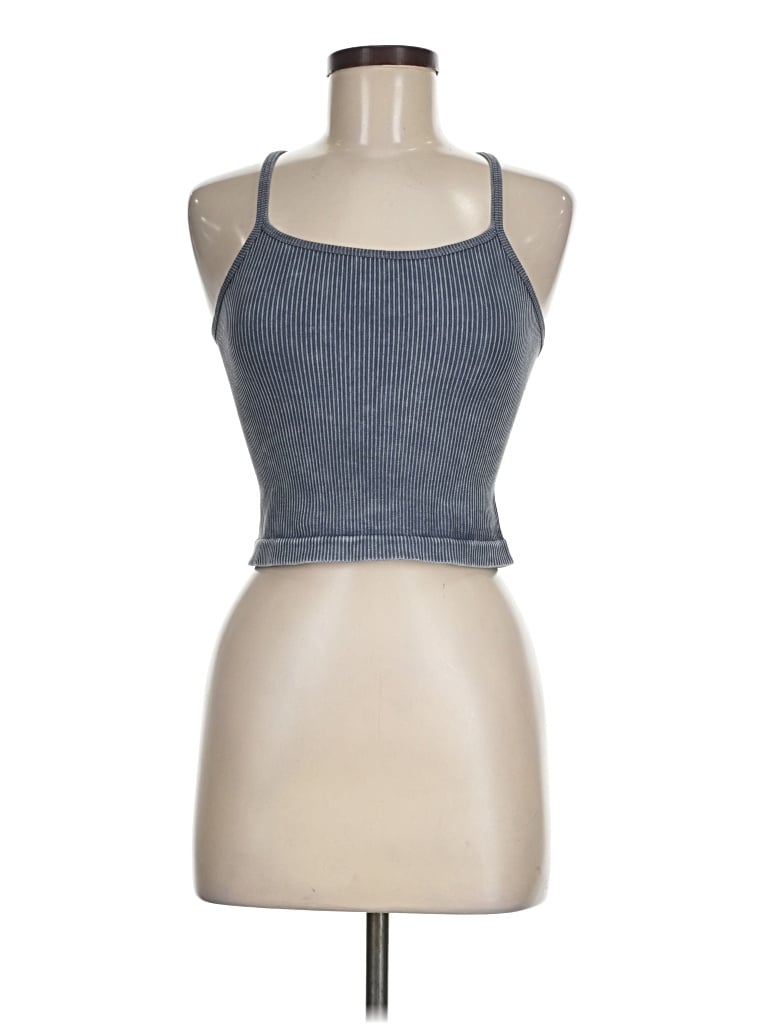 Pre-owned Aura Tank Top Gray Halter Neckline Tops