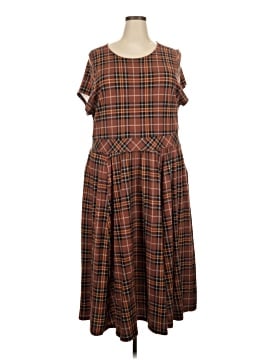 beach dresses for wedding White & Brown Plaid Sleeveless Dress (B-33