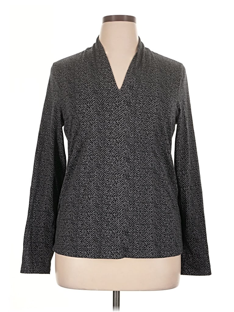 Pre-owned Talbots Long Sleeve Polo Shirt In Gray
