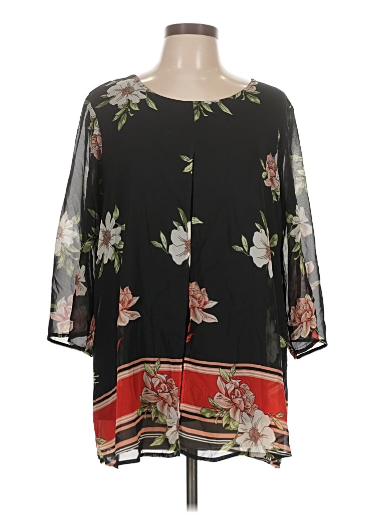 Pre-owned C Established 1946 3/4 Sleeve Blouse In Black