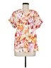 C+D+M Collection 100% Polyester Floral Orange Pink Short Sleeve Blouse Size M - photo 1