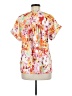 C+D+M Collection 100% Polyester Floral Orange Pink Short Sleeve Blouse Size M - photo 2