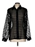 Apparenza 100% Polyester Houndstooth Black Long Sleeve Blouse Size L - photo 1