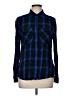 Express 100% Rayon Plaid Blue Long Sleeve Button-Down Shirt Size M - photo 1